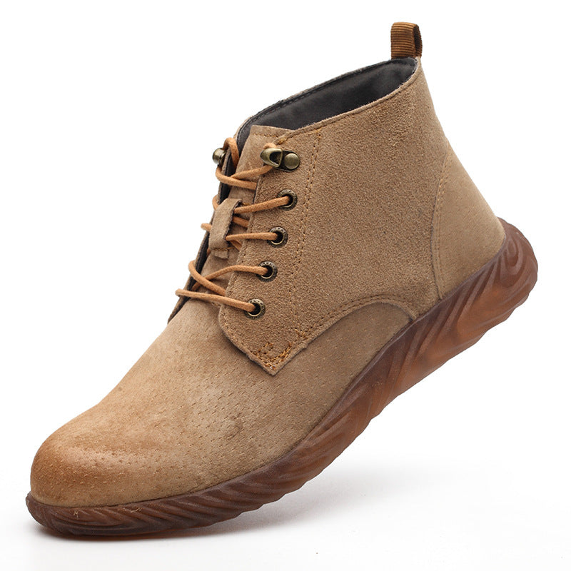 Factory direct labor insurance shoes pigskin steel head anti-smashing stab-resistant gas odor-resistant non-slip beef tendon jelly work shoes