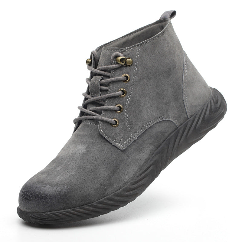 Factory direct labor insurance shoes pigskin steel head anti-smashing stab-resistant gas odor-resistant non-slip beef tendon jelly work shoes