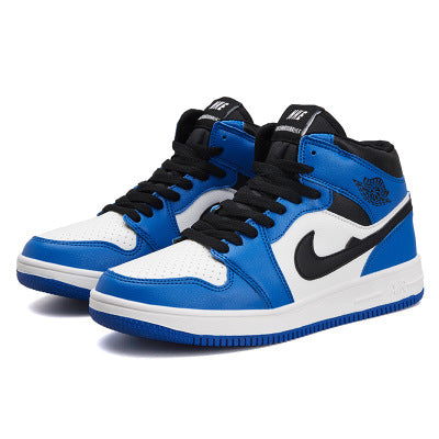 Spring warm men's trend black gray shadow Korean shoes casual sports basketball shoes wild students high-top shoes
