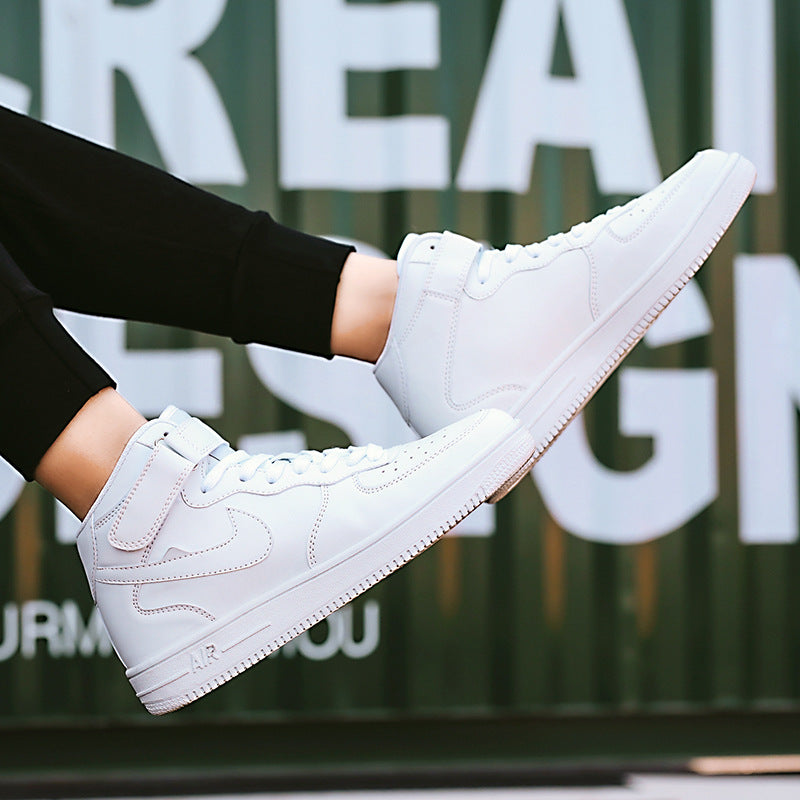 Spring warm men's trend black gray shadow Korean shoes casual sports basketball shoes wild students high-top shoes