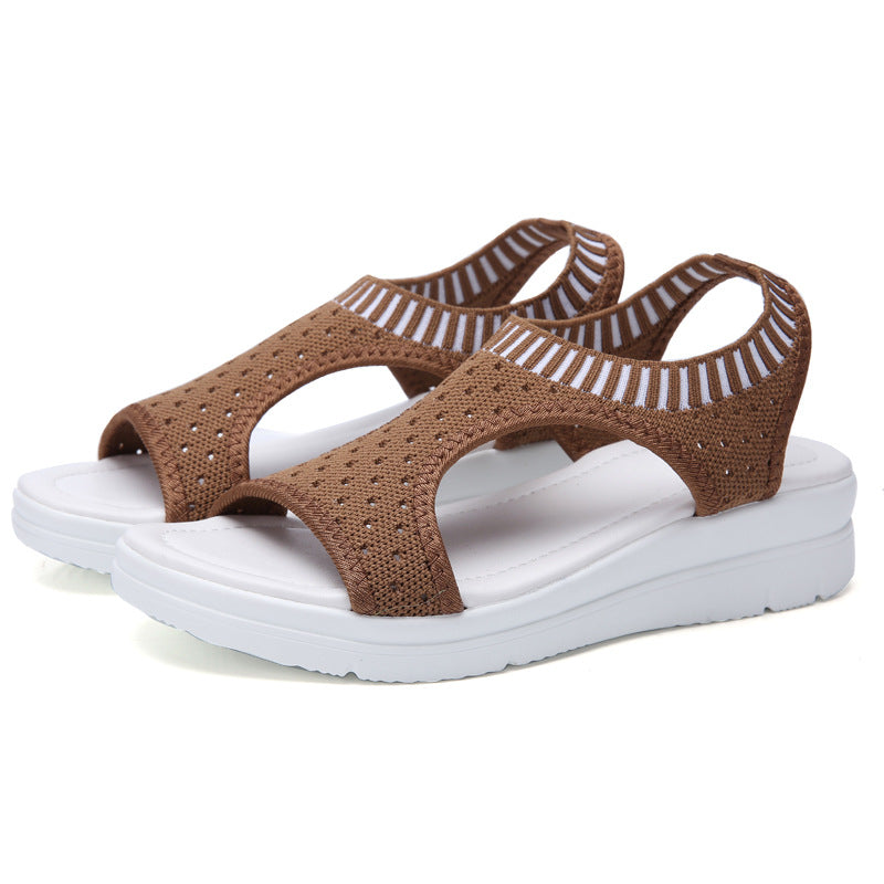 Sandals female 2019 summer new casual wedge sandals women's thick-soled non-slip Korean flat-bottom wild student shoes