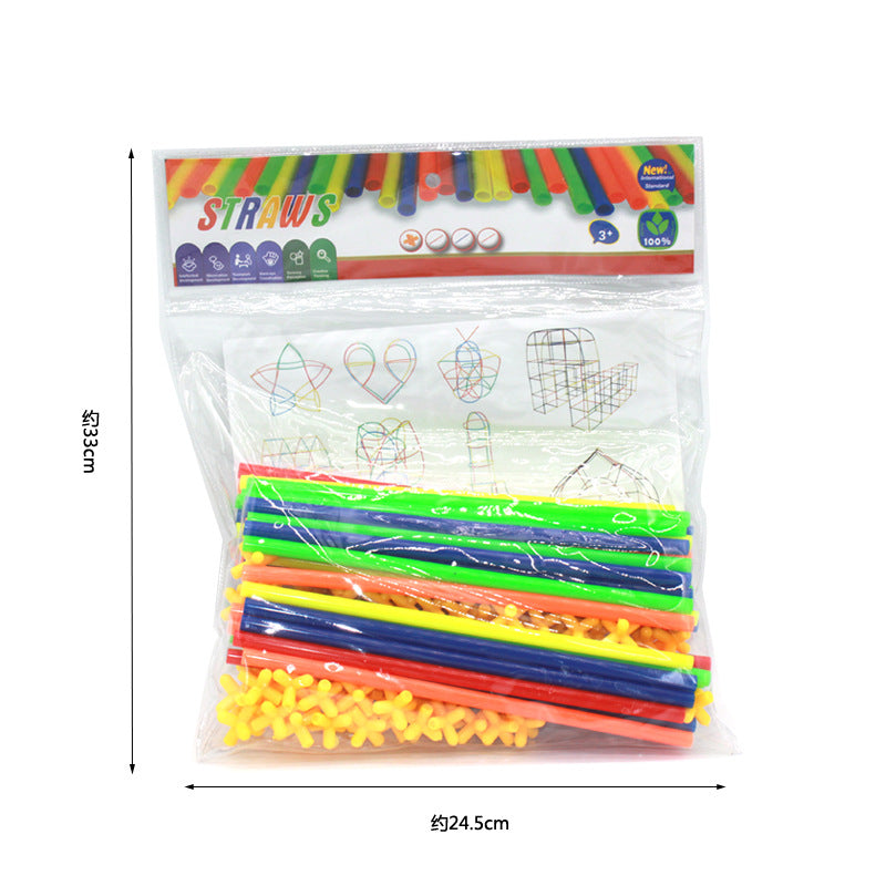 4D straw kindergarten spell inserting blocks children's educational toys creative diy Yiwu foreign trade toys