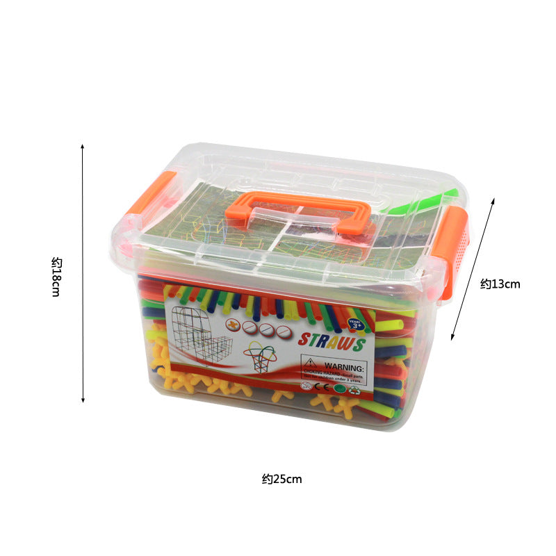 4D straw kindergarten spell inserting blocks children's educational toys creative diy Yiwu foreign trade toys