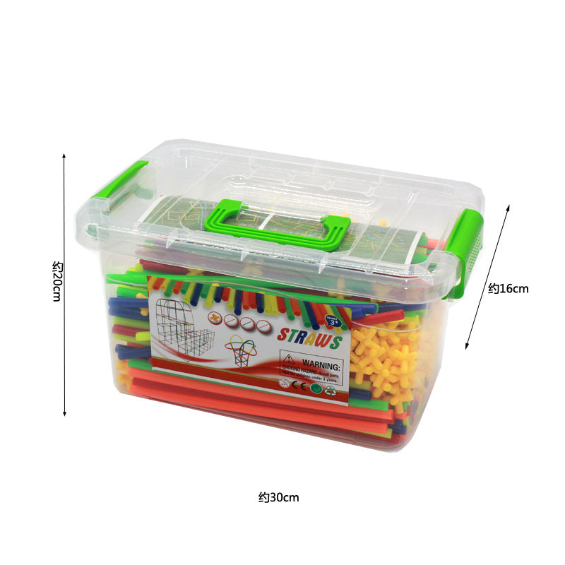 4D straw kindergarten spell inserting blocks children's educational toys creative diy Yiwu foreign trade toys
