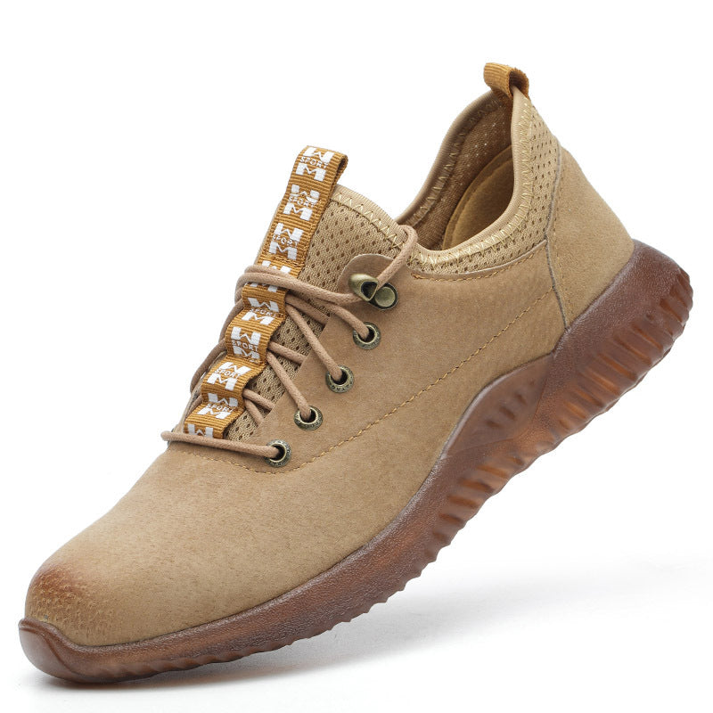 Factory direct labor insurance shoes pigskin steel head anti-smashing stab-resistant gas odor-resistant non-slip beef tendon jelly work shoes