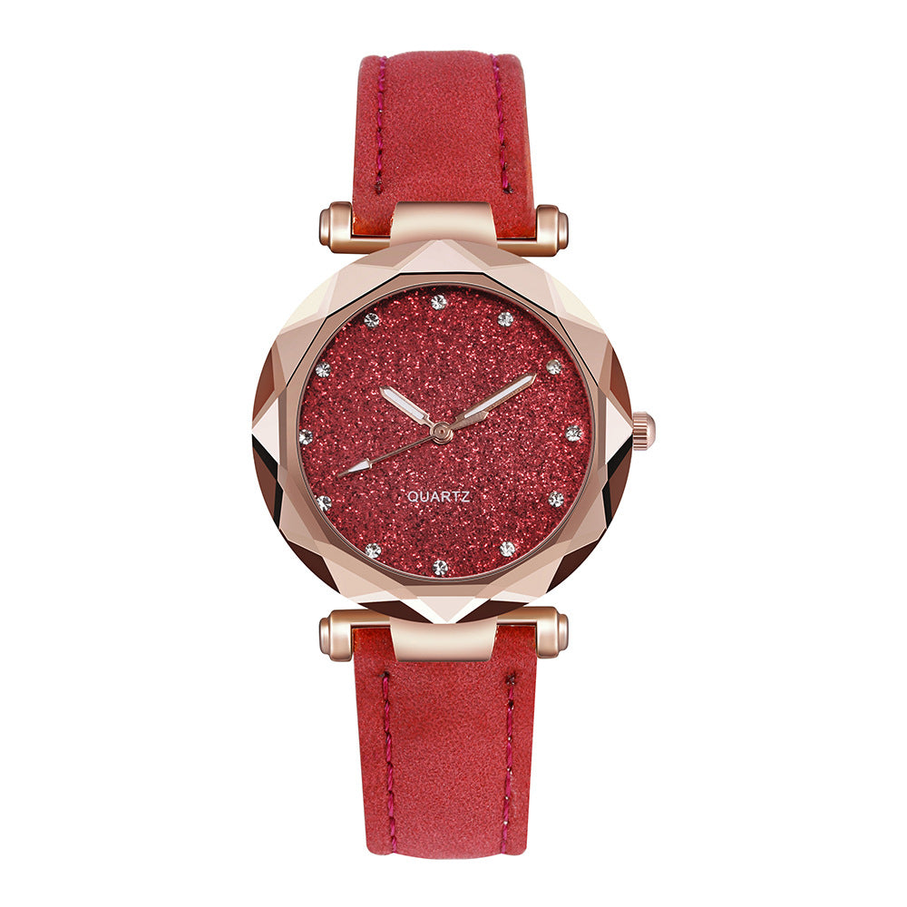 Casual Women Romantic Starry Sky Wrist Watch Leather Rhinestone Designer Ladies Clock Simple Dress Gfit Montre Femme@50
