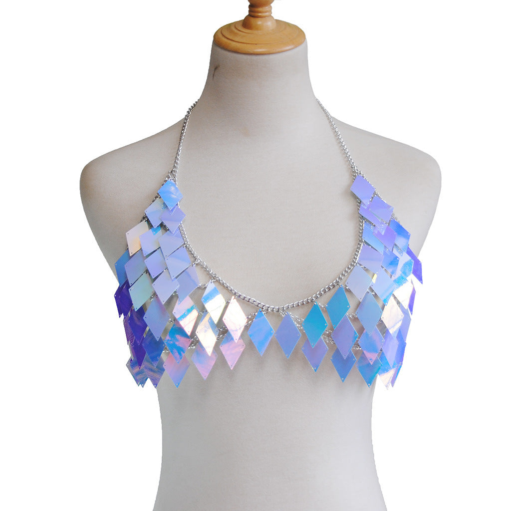 European and American cross-border new accessories Shiny multi-layer sequins body chain waist chain Sexy necklace body clothing chain