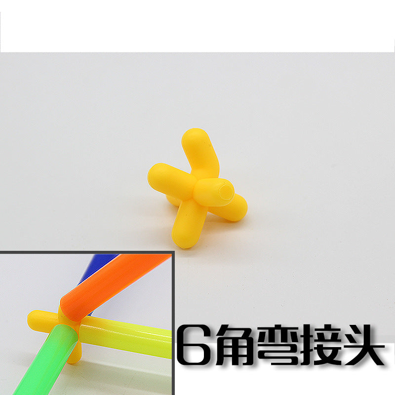 4D straw kindergarten spell inserting blocks children's educational toys creative diy Yiwu foreign trade toys