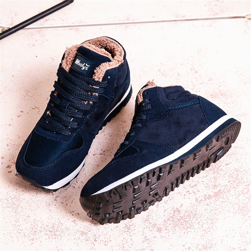 Middle-aged and elderly mom and dad warm cotton shoes 2019 winter Korean version of thick cotton boots large size 47 high-top snow boots women