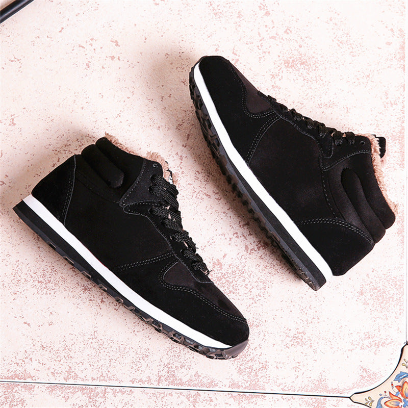Middle-aged and elderly mom and dad warm cotton shoes 2019 winter Korean version of thick cotton boots large size 47 high-top snow boots women