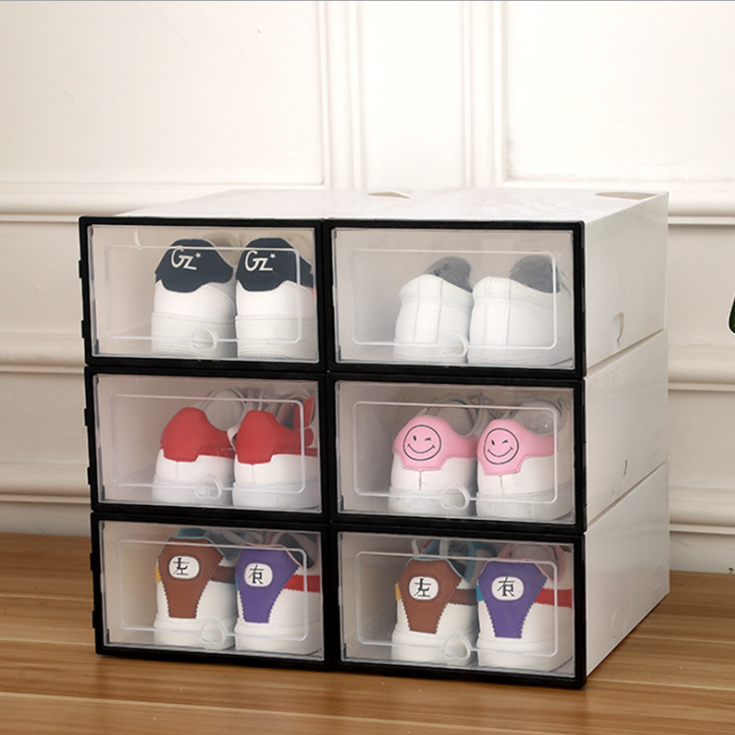 Shoes Boxes Foldable Plastic Thickened Flip Ladies Clamshell Shoes Cabinet Colorful Transparen Stackable Storage?for women 32x22x12cm?6pcs