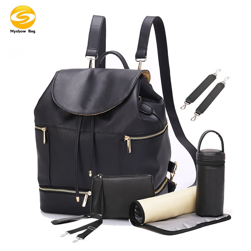 The source factory directly supplies double-layer waterproof dual-use mommy bags, PU maternal and baby bags and shoulder mommy backpacks