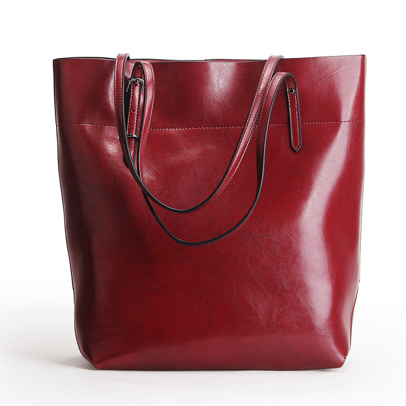Factory direct sales 2020 new leather handbags fashion oil wax cowhide big bag portable single shoulder bag one drop shipping