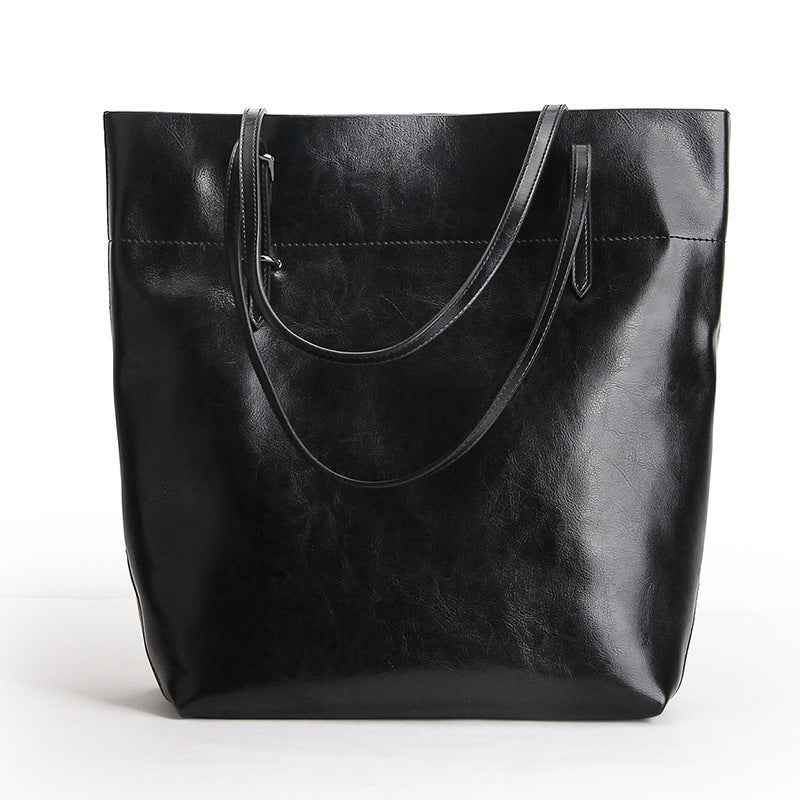 Factory direct sales 2020 new leather handbags fashion oil wax cowhide big bag portable single shoulder bag one drop shipping