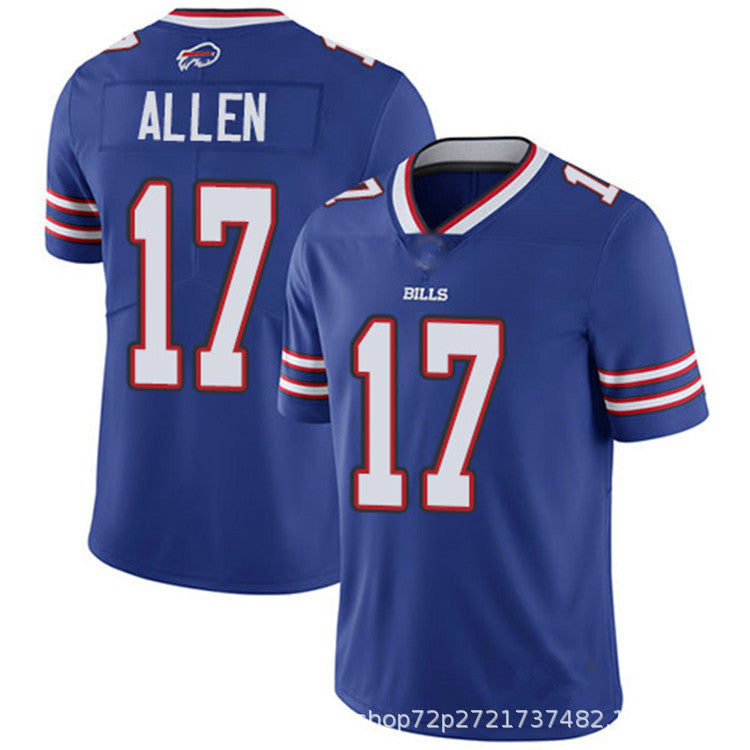 NFL Jersey Bill 17#ALLEN Blue White Red Rugby Clothes Embroidery Legend Edition Men