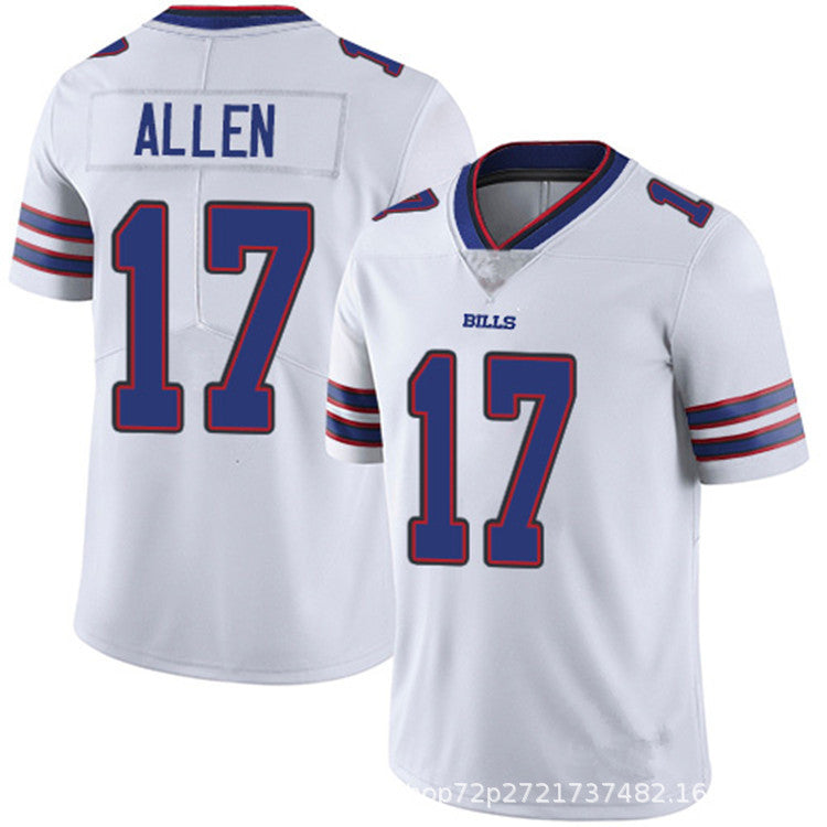 NFL Jersey Bill 17#ALLEN Blue White Red Rugby Clothes Embroidery Legend Edition Men
