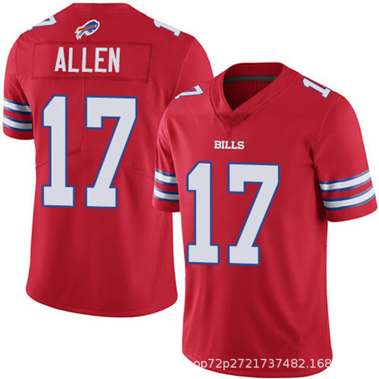 NFL Jersey Bill 17#ALLEN Blue White Red Rugby Clothes Embroidery Legend Edition Men