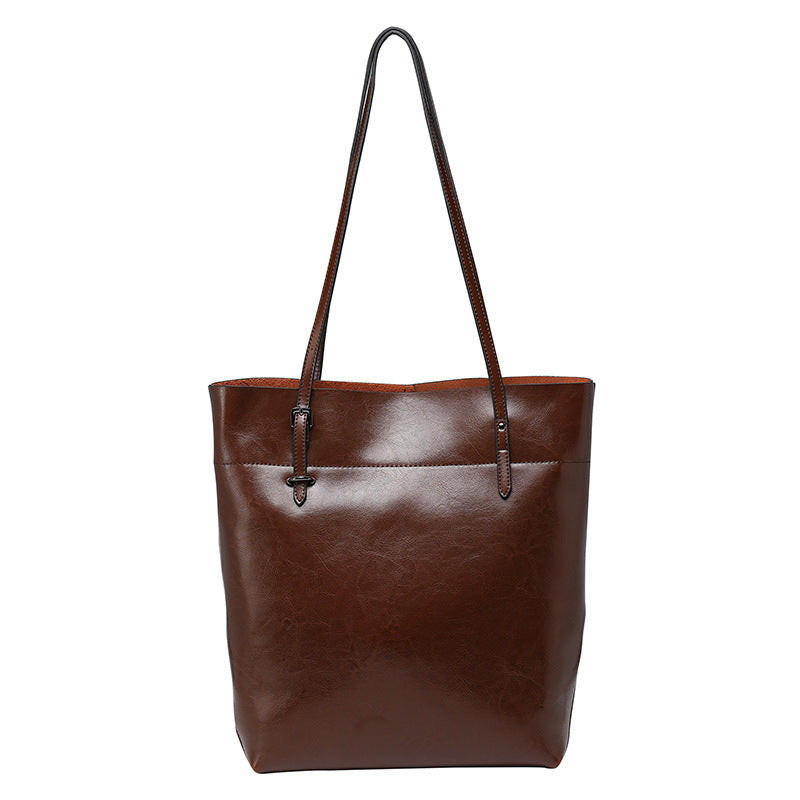 Factory direct sales 2020 new leather handbags fashion oil wax cowhide big bag portable single shoulder bag one drop shipping