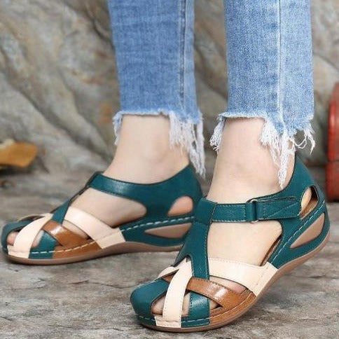 Summer women's sandals cross-border car line light and soft bottom cross buckle round toe slope heel comfortable sandals women's foreign trade large size