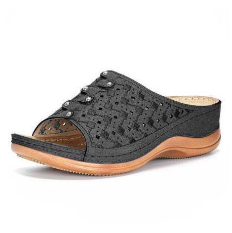Large size casual sandals women Europe and America new solid color thick-soled carved ladies slippers sandals wish Amazon cross-border