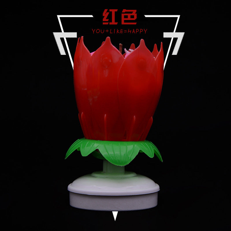 lotus music birthday candle flower double-layer rotary lotus candle birthday cake candle