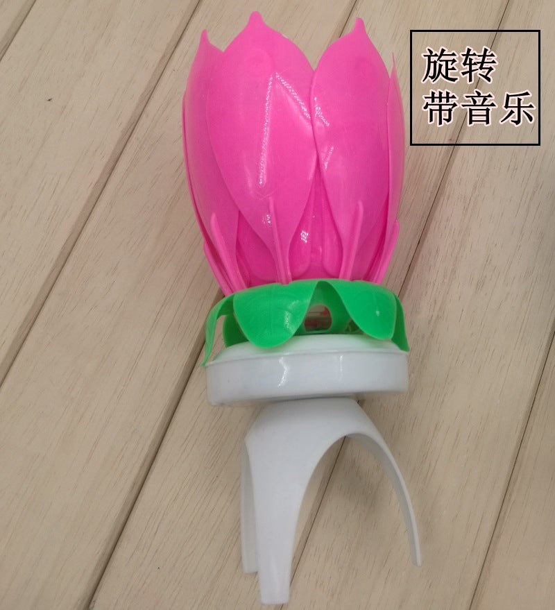 lotus music birthday candle flower double-layer rotary lotus candle birthday cake candle