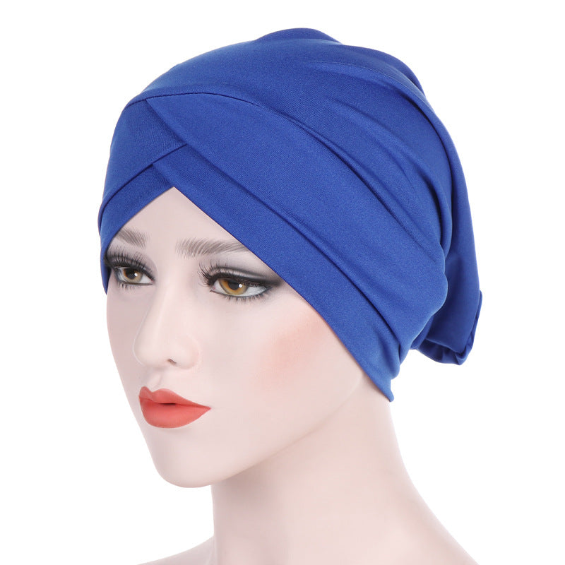 European and American Amazon new stretch cloth forehead cross Indian hat Modal turban hat Chemo hat