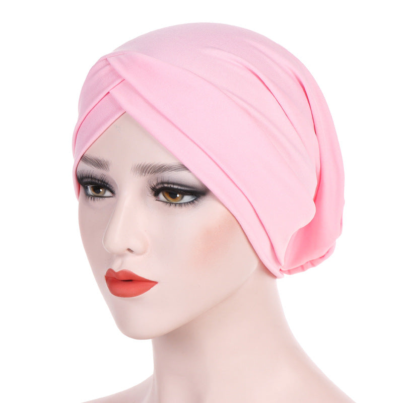 European and American Amazon new stretch cloth forehead cross Indian hat Modal turban hat Chemo hat