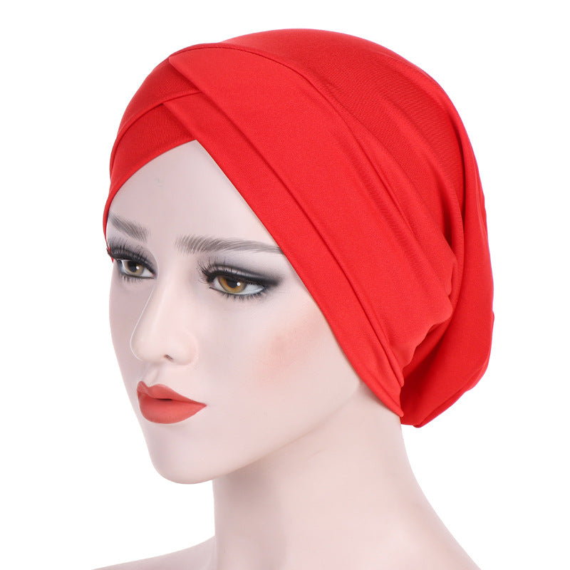 European and American Amazon new stretch cloth forehead cross Indian hat Modal turban hat Chemo hat