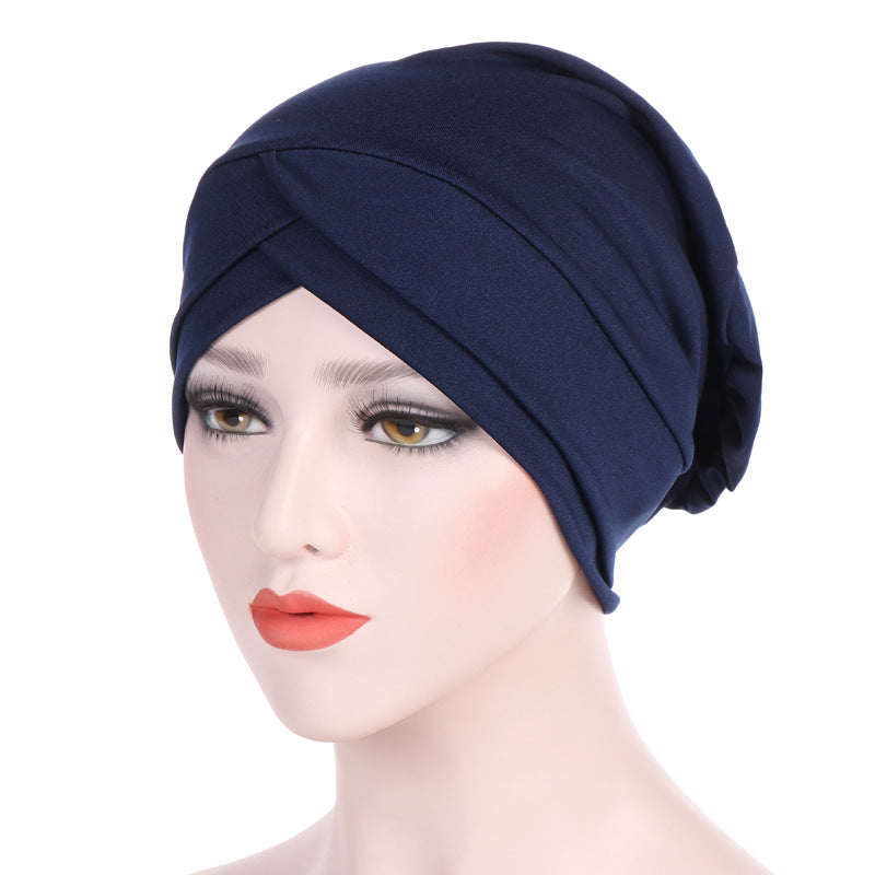 European and American Amazon new stretch cloth forehead cross Indian hat Modal turban hat Chemo hat