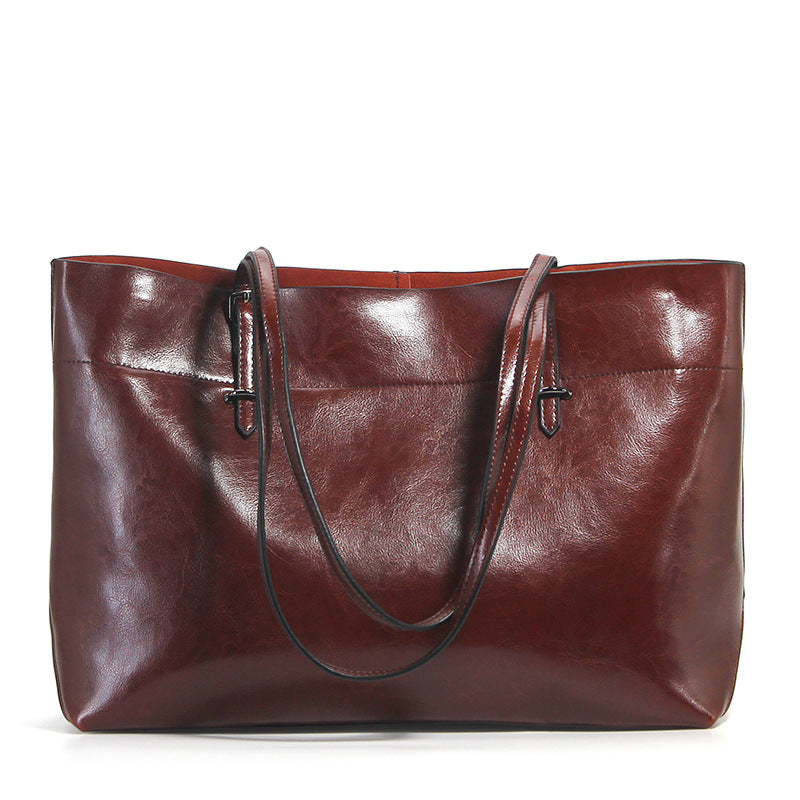 Factory direct sales 2020 new leather handbags fashion oil wax cowhide big bag portable single shoulder bag one drop shipping