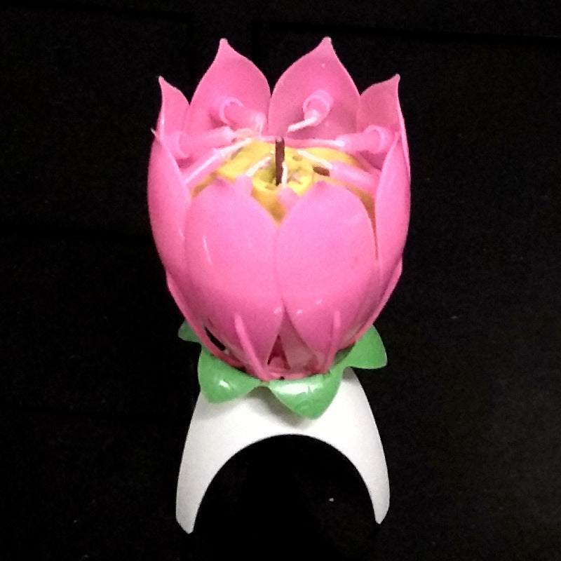 lotus music birthday candle flower double-layer rotary lotus candle birthday cake candle