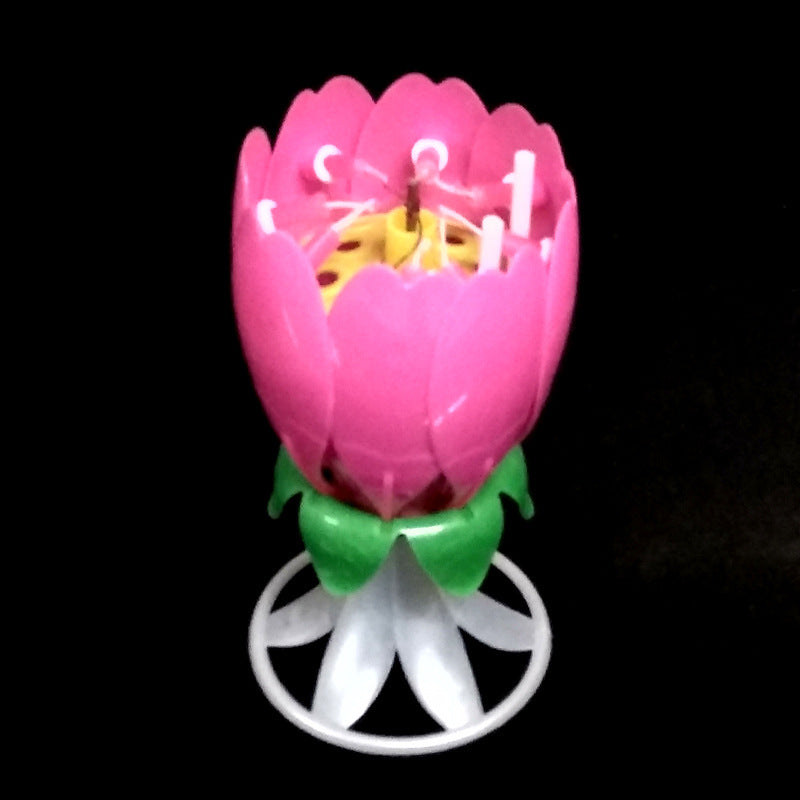 lotus music birthday candle flower double-layer rotary lotus candle birthday cake candle