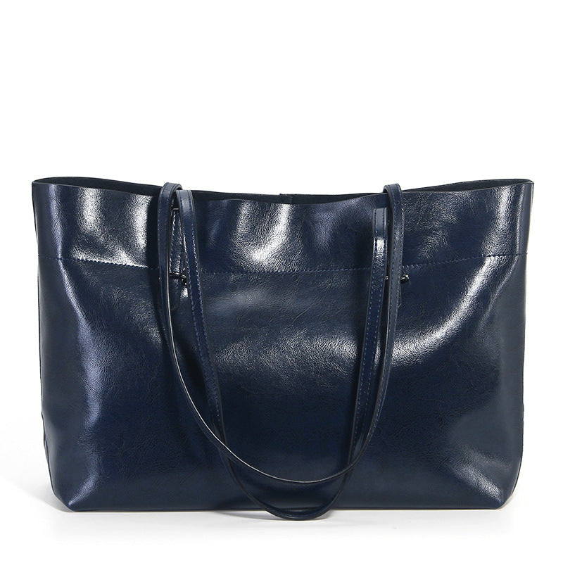 Factory direct sales 2020 new leather handbags fashion oil wax cowhide big bag portable single shoulder bag one drop shipping