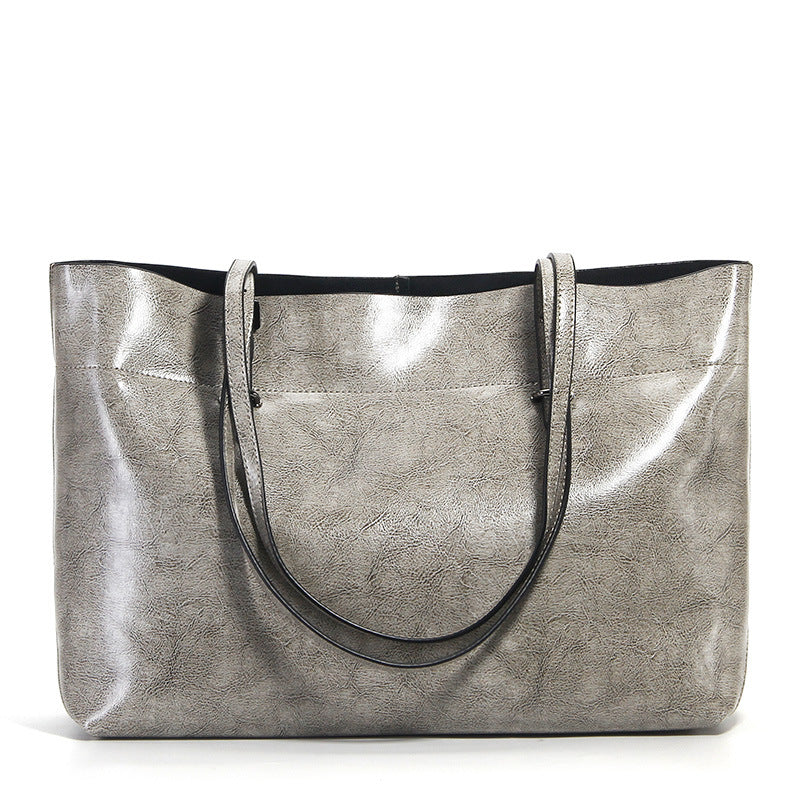 Factory direct sales 2020 new leather handbags fashion oil wax cowhide big bag portable single shoulder bag one drop shipping