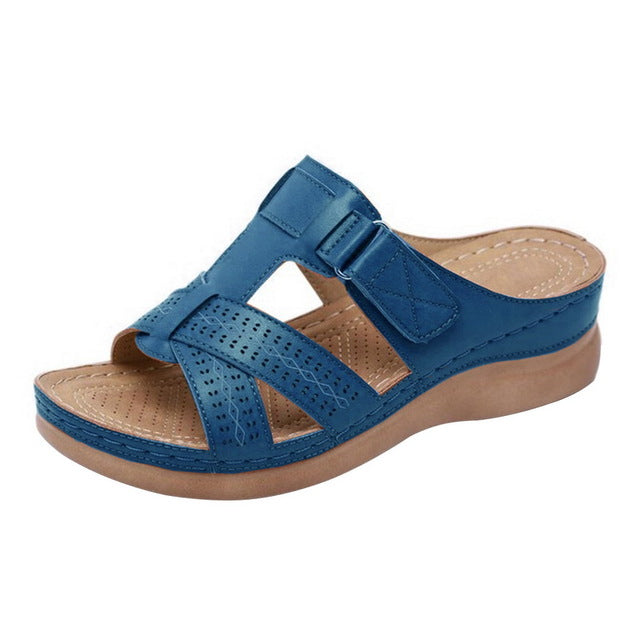 Large size casual sandals female 2019 new European and American solid color thick bottom cross drag women's shoes sandals wish Amazon