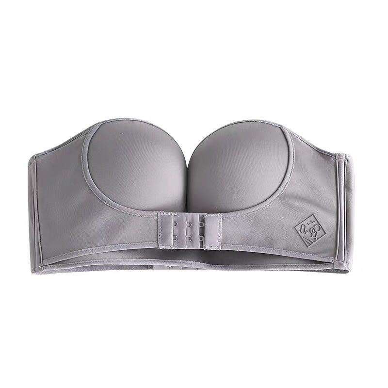 Strapless bra underwear women gathered non-slip invisible tube top style wrapped chest thin section big breasts show small chest buckle without straps