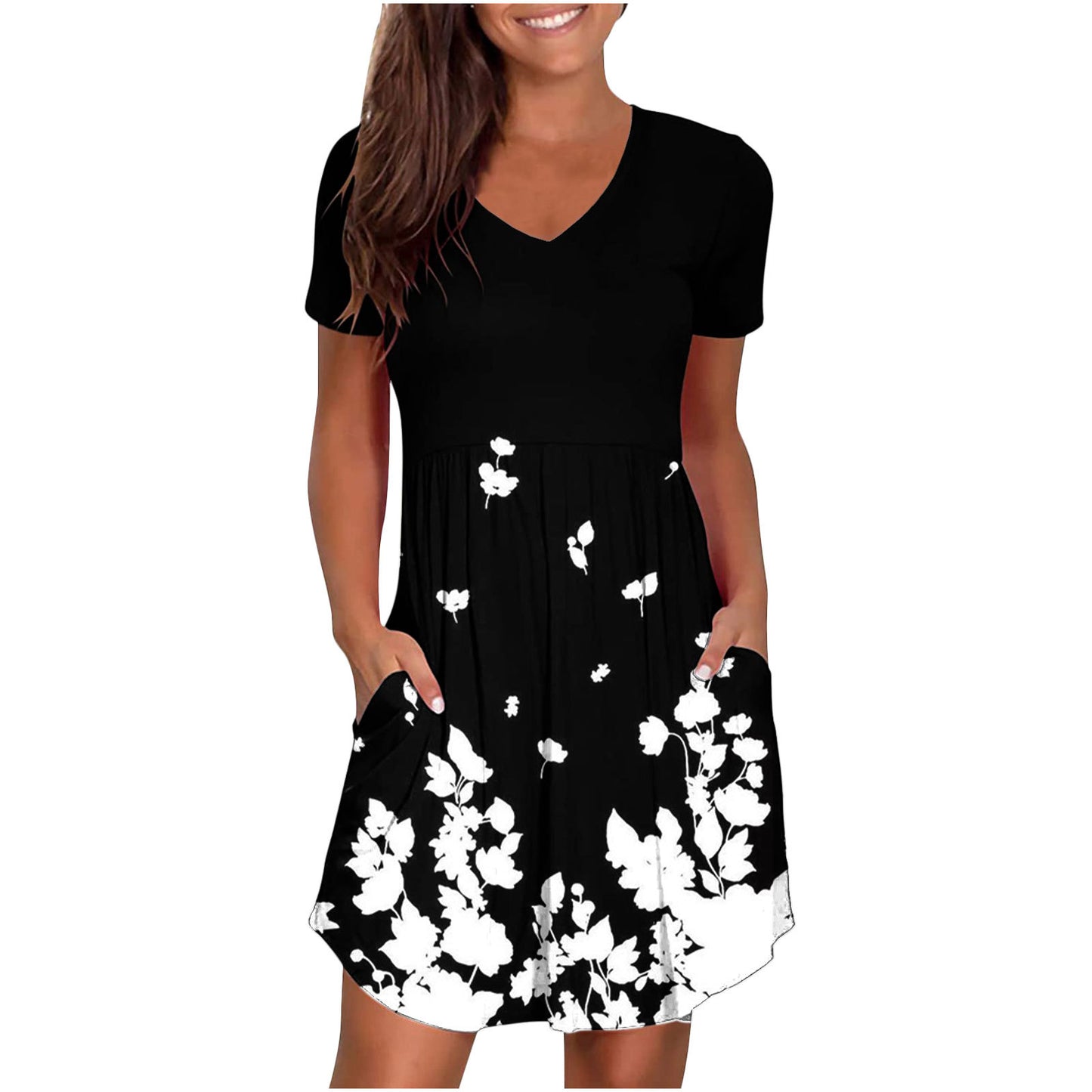 European and American women's new Wish Amazon ebay cross-border V-neck printing fashionable and novel dress spot