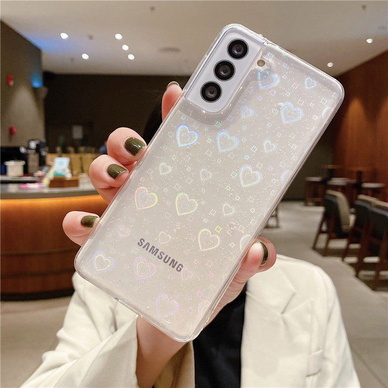 ns wind laser love apple 13 mobile phone shell 12 suitable for iPhone8plus transparent Samsung s21 + glitter S22