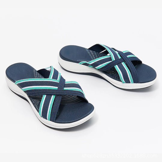 Large size foreign trade 2021 summer new flat bottom slope with fish mouth flying cross sandals female wish Amazon cross-border