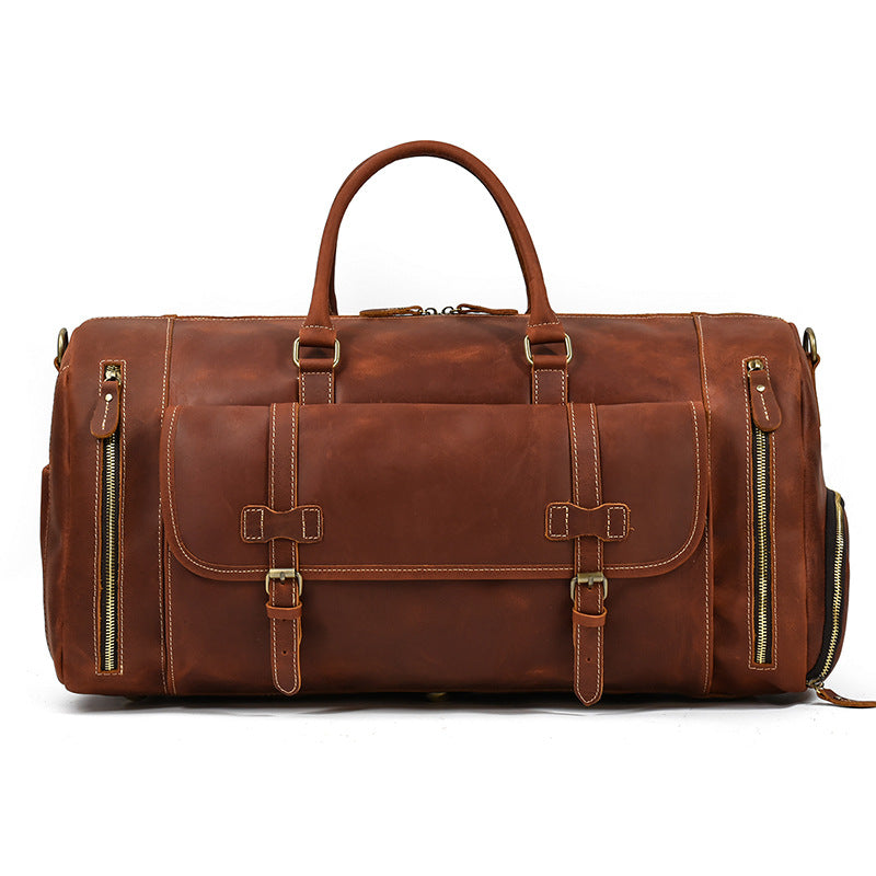 Cross-border European and American Crazy Horse Leather Travel Bag Men's Leather Handbag One Shoulder Diagonal Strap Strap Leather Luggage Bag