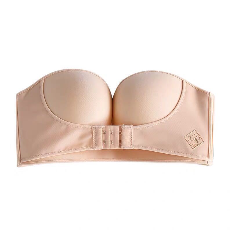 Strapless bra underwear women gathered non-slip invisible tube top style wrapped chest thin section big breasts show small chest buckle without straps