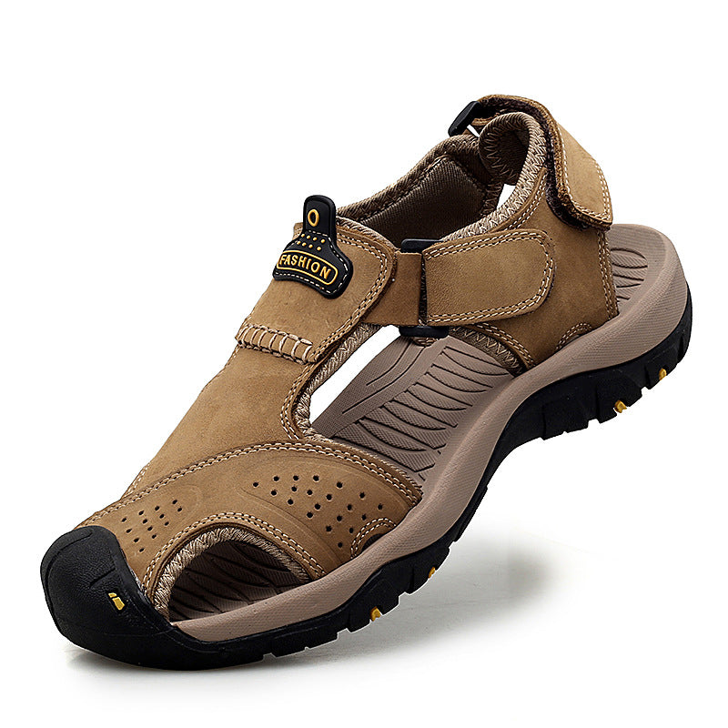 Sandals men's trendy outdoor sports leather toe cap casual shoes large size 2021 new summer breathable men's beach shoes