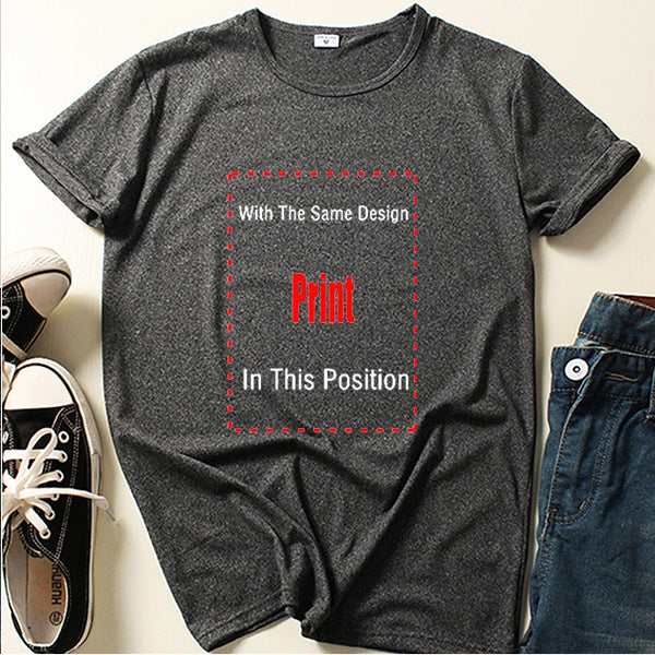 2022 European and American foreign trade new fashion Print English printing round neck loose T-shirt short-sleeved top one piece on behalf of the hair