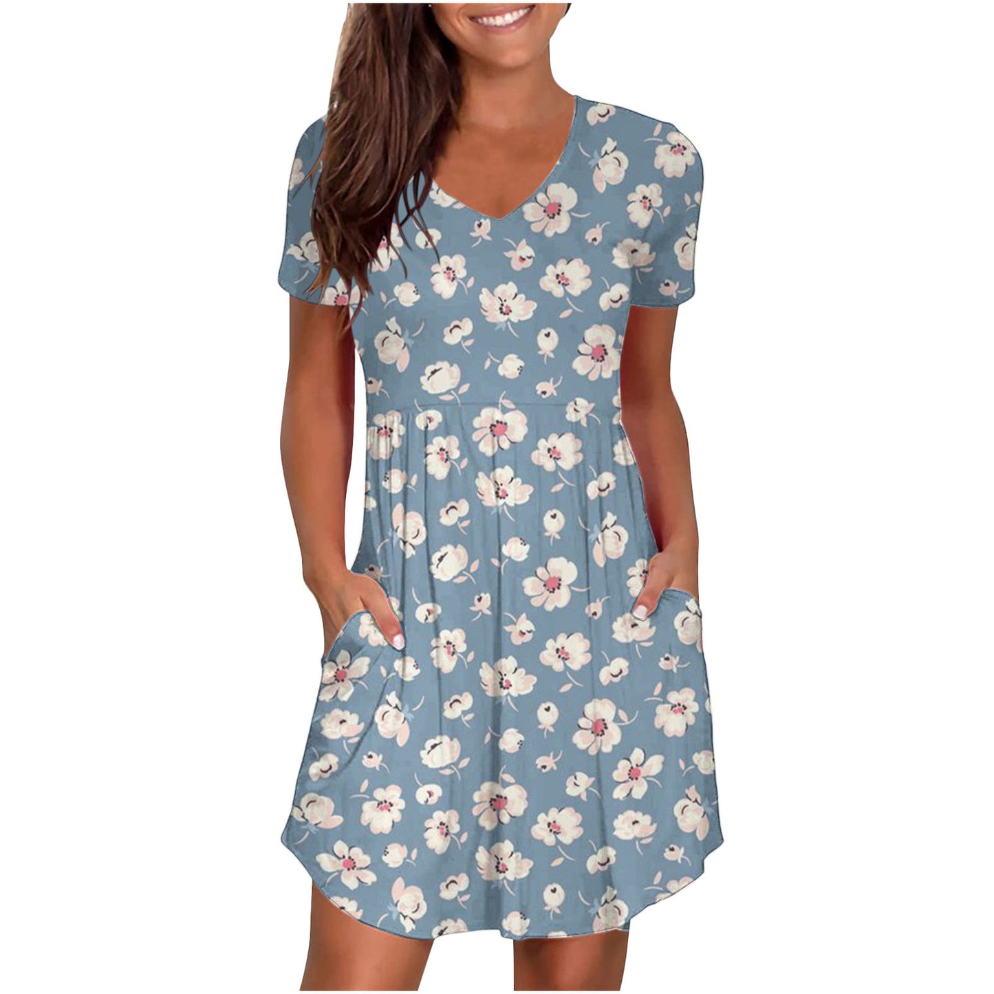 European and American women's new Wish Amazon ebay cross-border V-neck printing fashionable and novel dress spot
