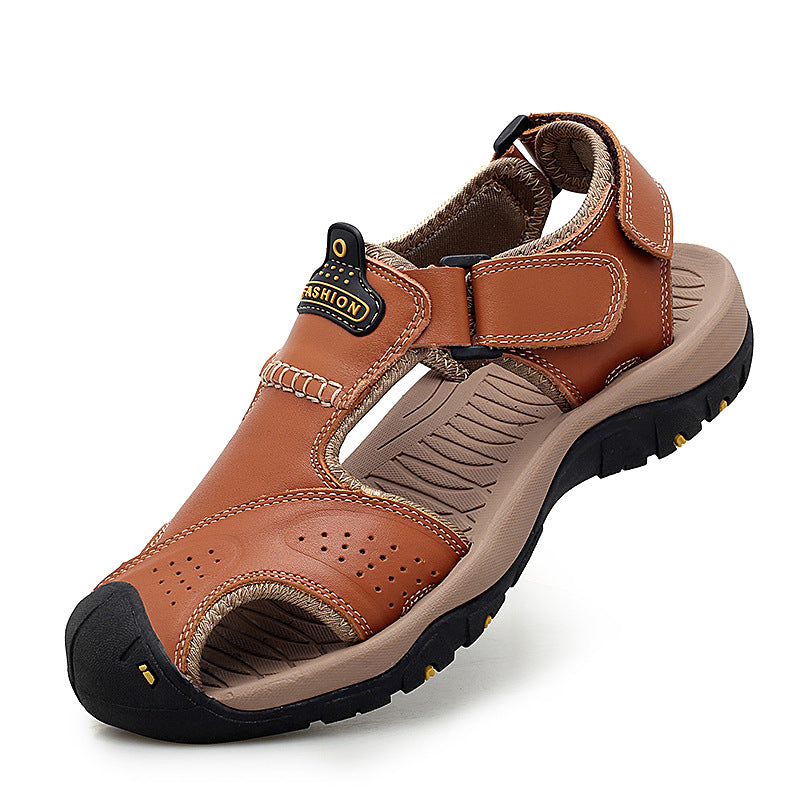 Sandals men's trendy outdoor sports leather toe cap casual shoes large size 2021 new summer breathable men's beach shoes