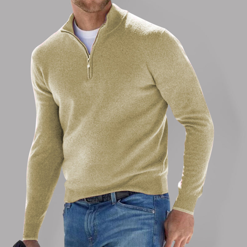 Men's Solid Color Fleece Half Zip Pullover