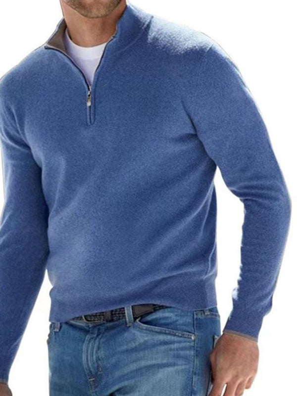 Men's Solid Color Fleece Half Zip Pullover
