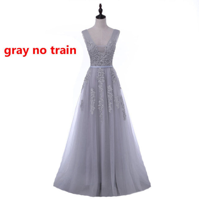 FADISTEE Vestido De Festa Sweet pink Lace V-neck Long Evening Dress Bride Party Sexy Backless beads pearls Prom Dresses lace-up