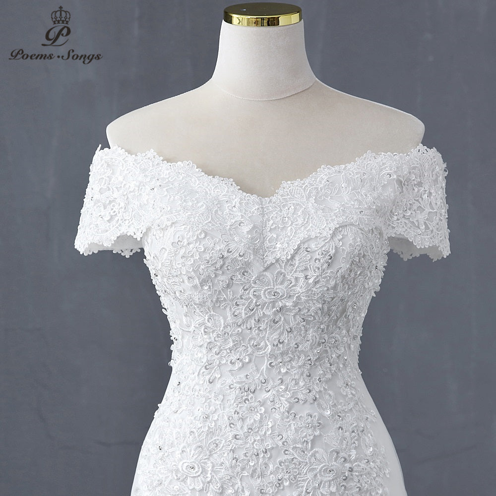 Sweetheart Boat neck style mermaid wedding dress wedding gowns marriage bride dress vestidos de novia robe de mariee white dress